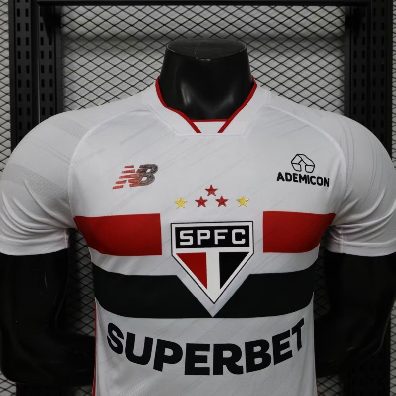 Player Version 26/27  São Paulo FC White with Red and Black Horizontal Stripes Jersey