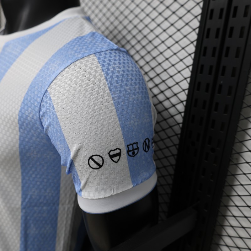 Player Version 2027 Argentina Home White & Light Blue Stripe Maradona Tribute Jersey