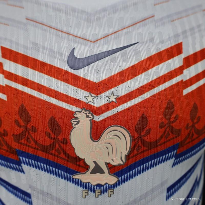 Player Version 2026 France Away White with Red & Blue Chevron Stripe Special Edition Jersey