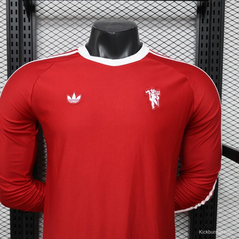 Player Version 2026 Manchester United Red Long Sleeve Adidas Originals Retro Special Edition Jersey