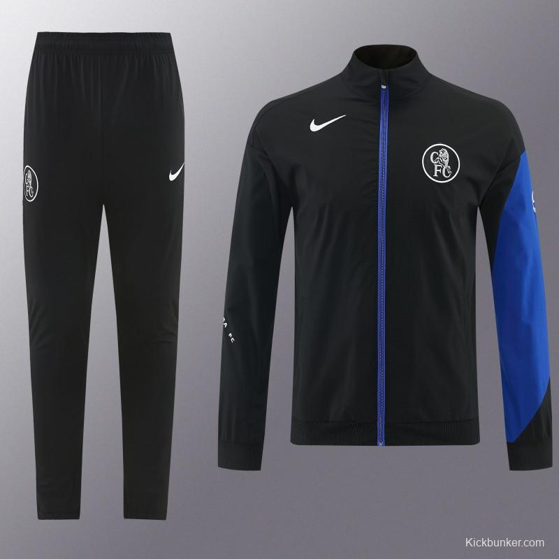 26/27 Chelsea Black Full Zipper Hooded Jacket Tracksuit + Long Pants