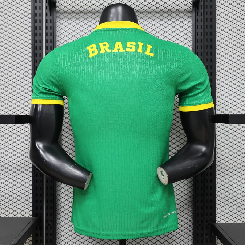 Player Version 2026 Brazil Green with Wave Texture Away Jersey