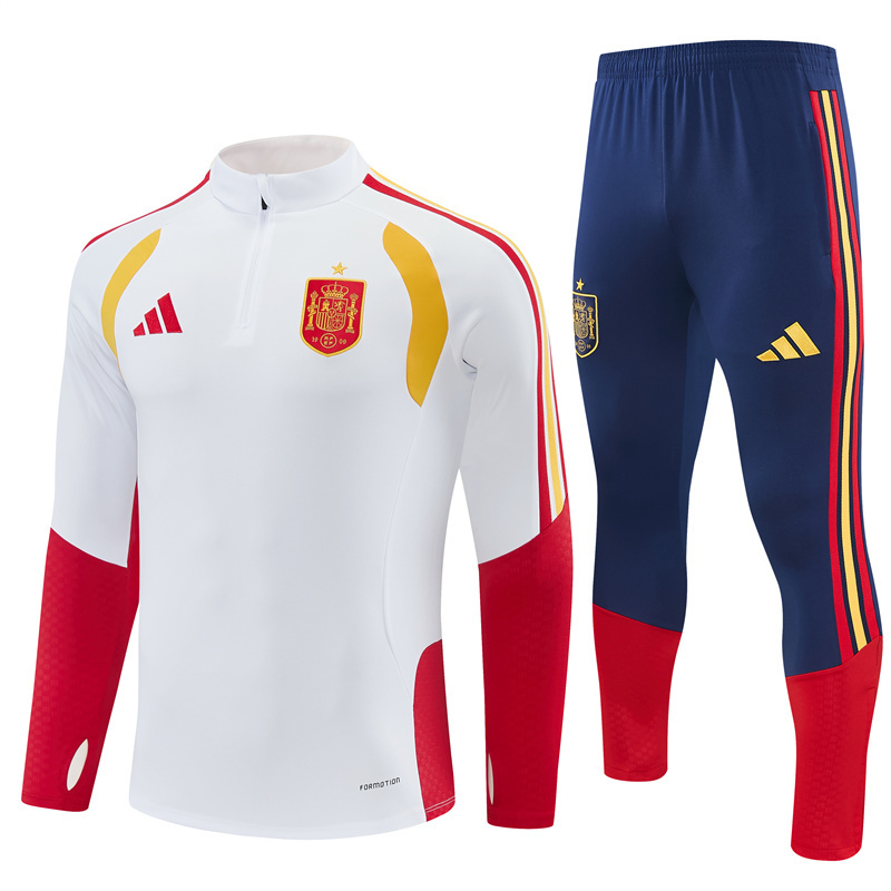 26/27 Spain Away White Half Zipper Jacket Tracksuit + Long Pants