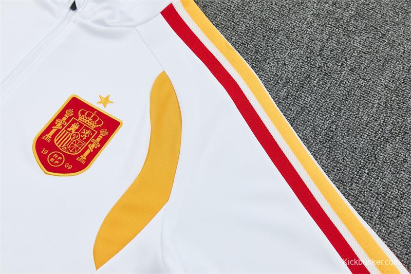 26/27 Spain Away White Half Zipper Jacket Tracksuit + Long Pants