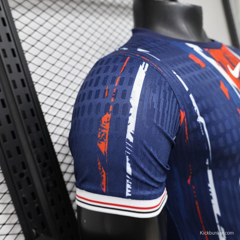 Player Version 25/26 Paris Saint-Germain Navy Blue with Orange Brushstroke Home Jersey