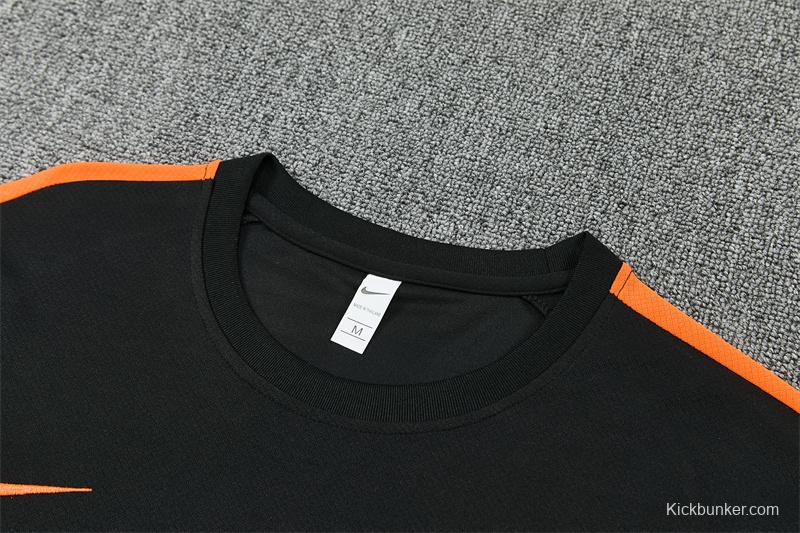 2026 Netherlands Black & Orange  Short Sleeve+Soccer Shorts