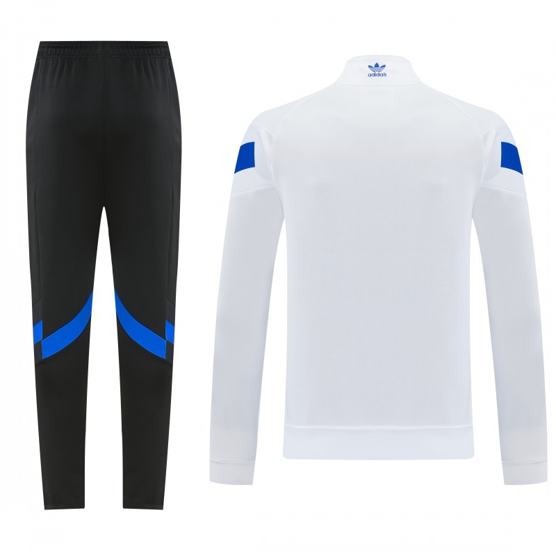 2026/27 Adidas Originals  White Full Zipper Jacket Tracksuit + Navy Blue Long Pants
