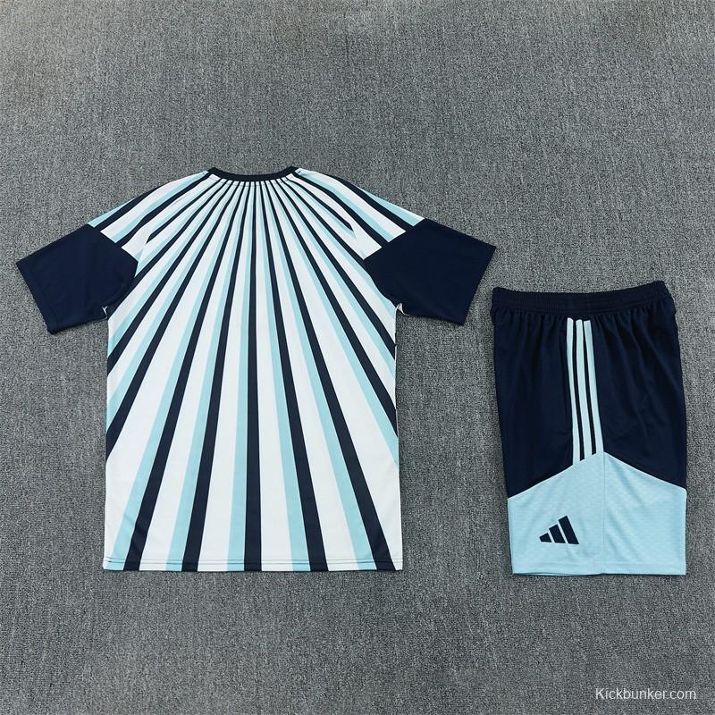 2026 Argentina White & Light Blue Radial Stripe Short Sleeve+Soccer Shorts