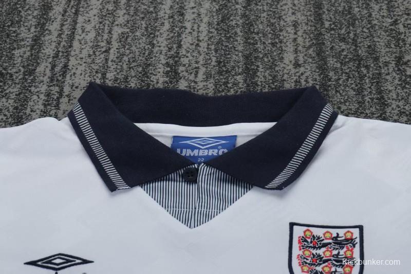 Retro 1990/92 Kids England White Home Jersey