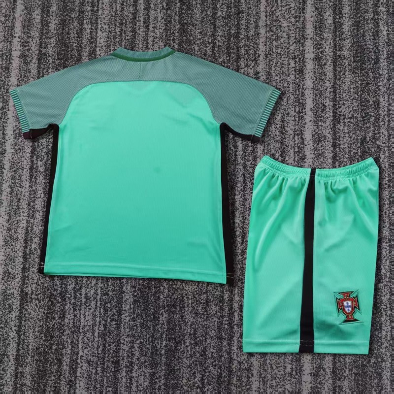 Retro Kids 2016 Portugal Away Green Jersey