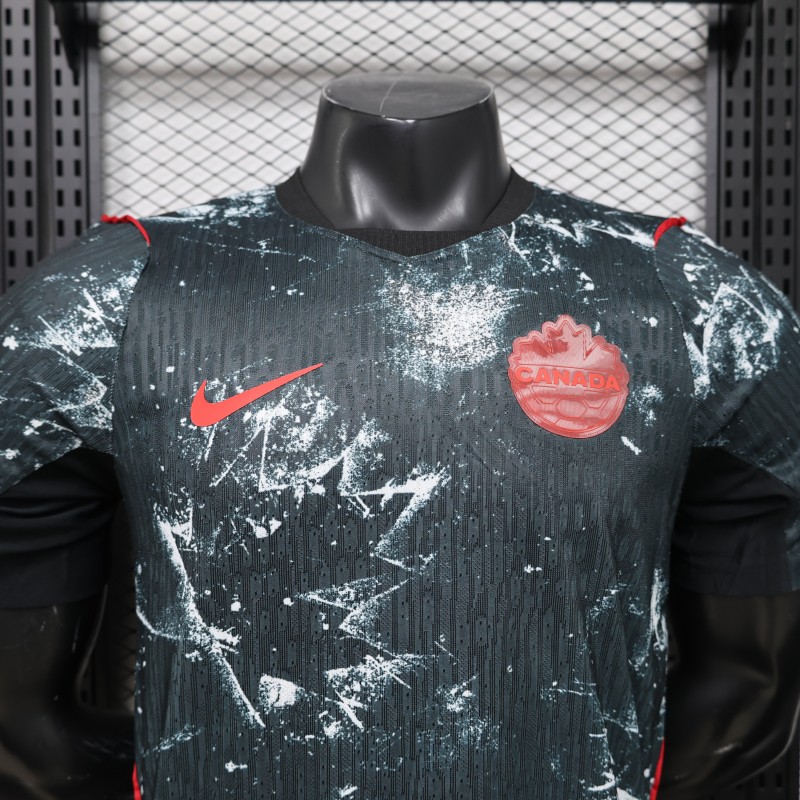 Player Version 2026 Canada Third Dark Grey with Shattered Ice Crystal Allover Print Jersey