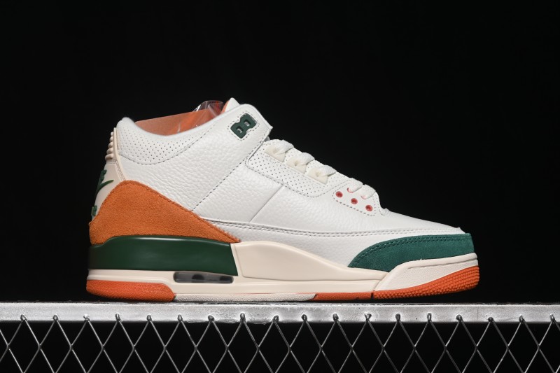 Nike Air Jordan 3 Retro "Miami" Solefly Collaboration White Green Orange Sneakers - IF4491-100