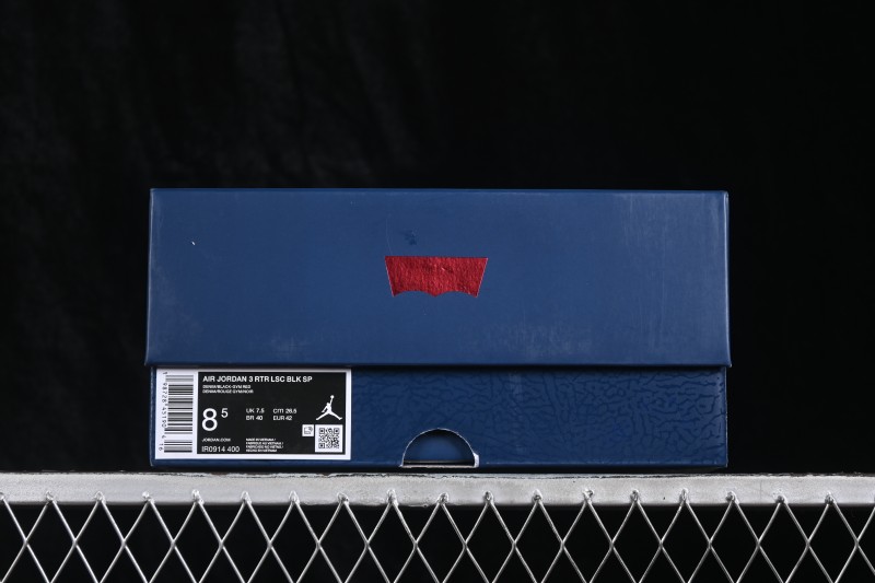 Levi's x Air Jordan 3 Retro 'Black Denim' Sneakers with Layered Washed Denim Upper - IR0914-400