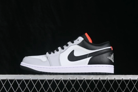 Nike Air Jordan 1 Low Retro Basketball Shoes with Classic White Grey Black Colorway - 553558-045