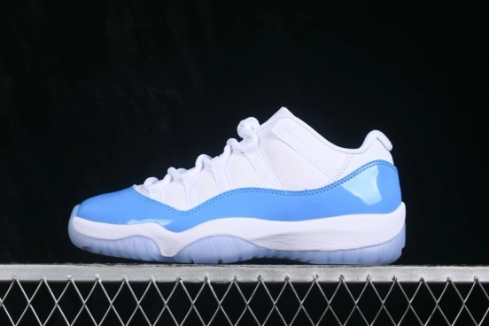 Nike Air Jordan 11 Low Retro University Blue Basketball Shoes with Patent Leather and Full-Length Air Sole - FV5104-100