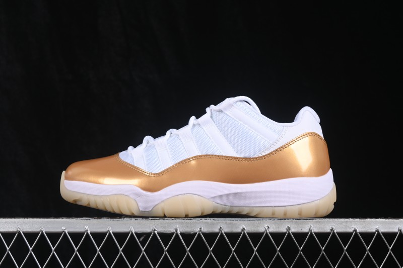 Nike Air Jordan 11 Low Retro Basketball Shoes with Metallic Gold Accents - AH7860-102