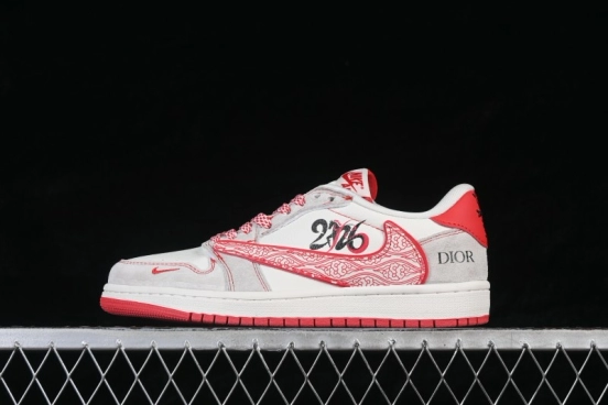 Nike Air Jordan 1 Low AJ1 Year of the Horse Limited Edition Red-White Contrast High-End Custom Low-Top Retro Basketball Shoes - JW1188-178