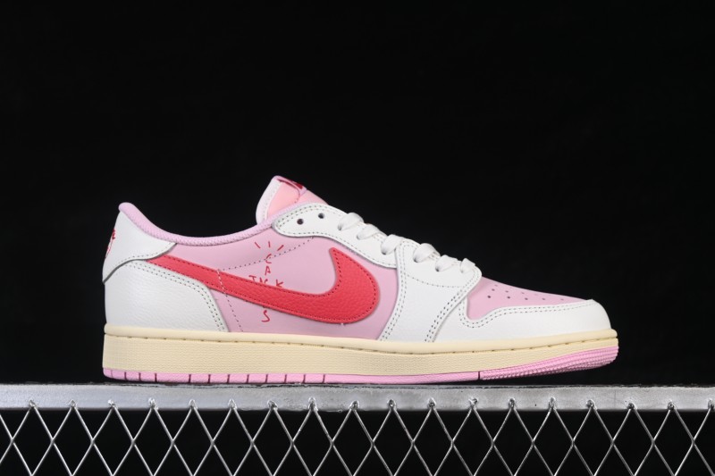 Nike Travis Scott x Air Jordan 1 Low OG Sneakers with Reverse Swoosh Design - IQ7604-101