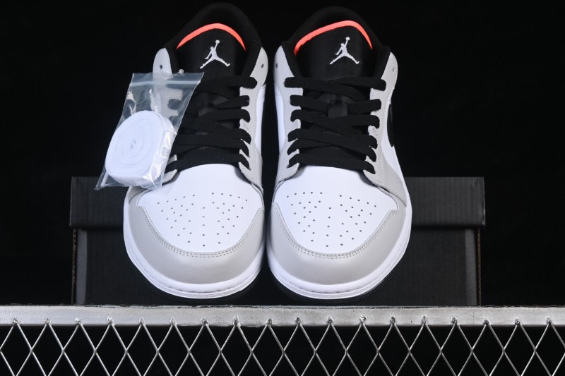 Nike Air Jordan 1 Low Retro Basketball Shoes with White Grey and Black Swoosh for Casual Wear - 553558-045