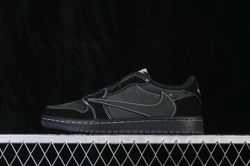 Nike Travis Scott x Air Jordan 1 Low OG Sneakers with Reverse Swoosh Design - DM7866-001