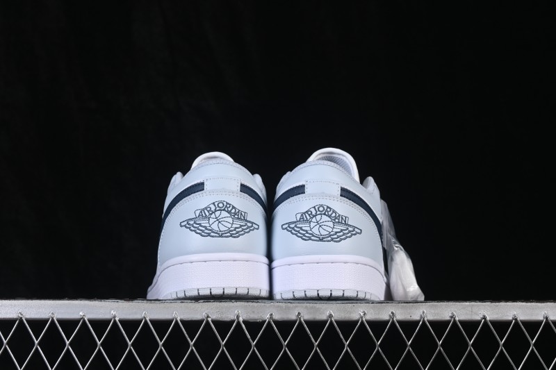 Nike Air Jordan 1 Low Retro Basketball Shoes with White Grey Blue Accents - 553558-400