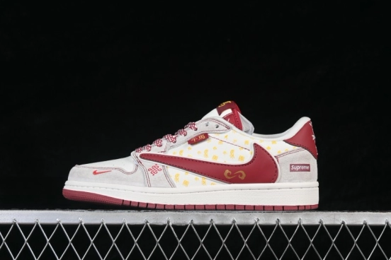 Nike Air Jordan 1 Low Retro Basketball Shoes with Year of the Horse Pattern Limited Edition - JW1188-180