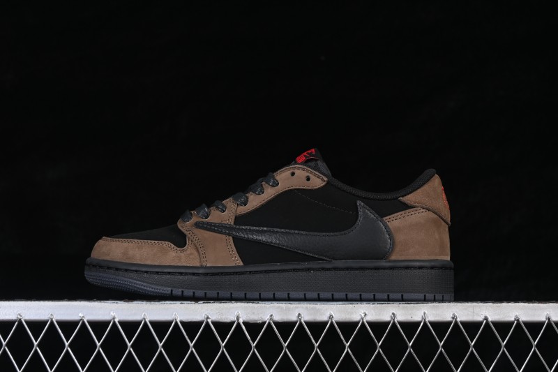 Nike Travis Scott Air Jordan 1 Low OG Retro Basketball Shoes with Reversed Swoosh - IB7109-005