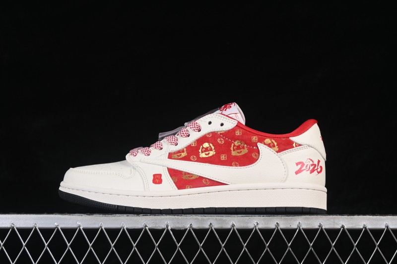 Nike Air Jordan 1 Low Retro Basketball Shoes with Festive Year of the Horse Colorway - FC1688-252