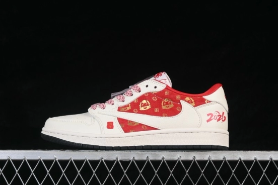 Nike Air Jordan 1 Low Retro Basketball Shoes with Festive Year of the Horse Colorway - FC1688-252