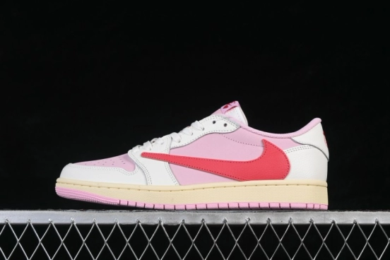 Nike Travis Scott x Air Jordan 1 Low OG Sneakers with Reverse Swoosh Design - IQ7604-101