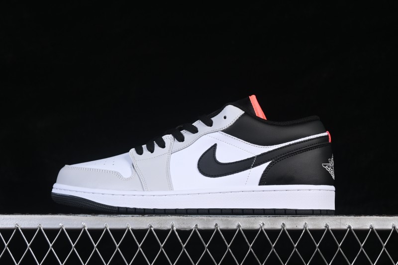 Nike Air Jordan 1 Low Retro Basketball Shoes with White Grey and Black Swoosh for Casual Wear - 553558-045