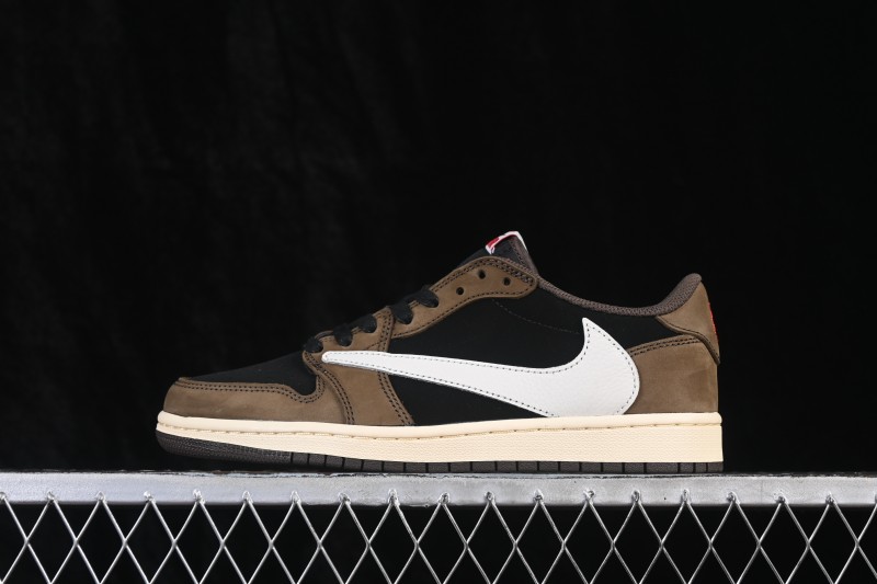 Nike Air Jordan 1 Low OG Travis Scott Reverse Swoosh Leather Sneakers - CQ4277-001