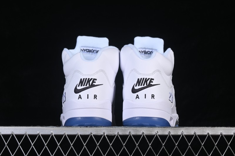 Nike Air Jordan 5 Retro Running Shoes with White Metallic Design and Visible Air Cushioning - HQ7978-103