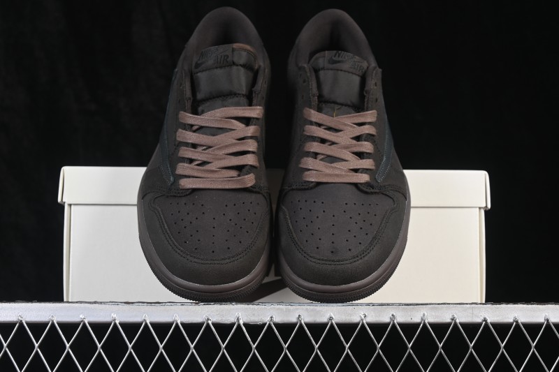 Nike Air Jordan 1 Low OG Travis Scott Reverse Swoosh Premium Leather Sneakers - DM7866-202