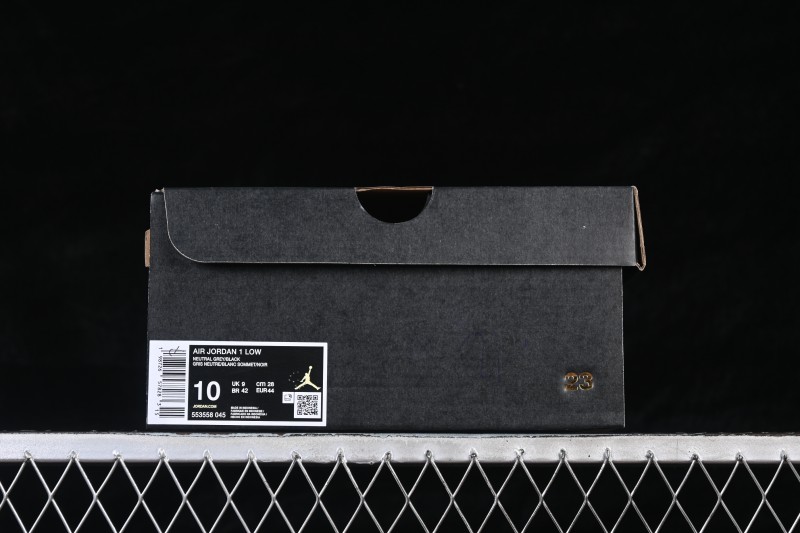 Nike Air Jordan 1 Low Retro Basketball Shoes with White Grey and Black Swoosh for Casual Wear - 553558-045