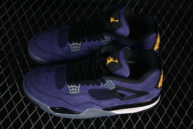 Nike Air Jordan 4 Retro 'Lakers' Premium Suede Basketball Sneakers - FV5029-500