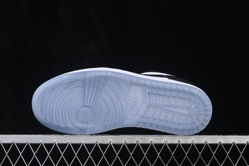 Nike Air Jordan 1 Low Retro Basketball Lifestyle Shoes with Crystal White-Black Colorway - 553558-108
