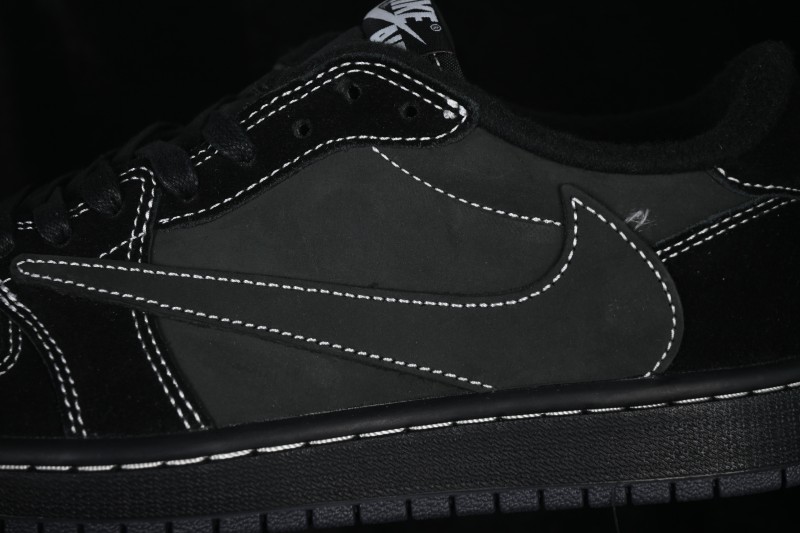 Nike Travis Scott x Air Jordan 1 Low OG Sneakers with Reverse Swoosh Design - DM7866-001