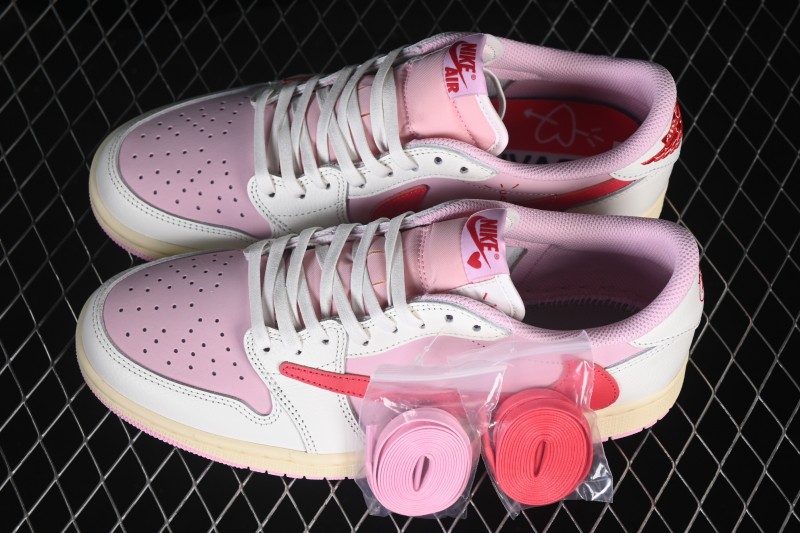 Nike Travis Scott x Air Jordan 1 Low OG Sneakers with Reverse Swoosh Design - IQ7604-101