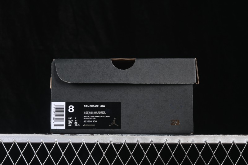 Nike Air Jordan 1 Low Retro Basketball Lifestyle Shoes with Crystal White-Black Colorway - 553558-108