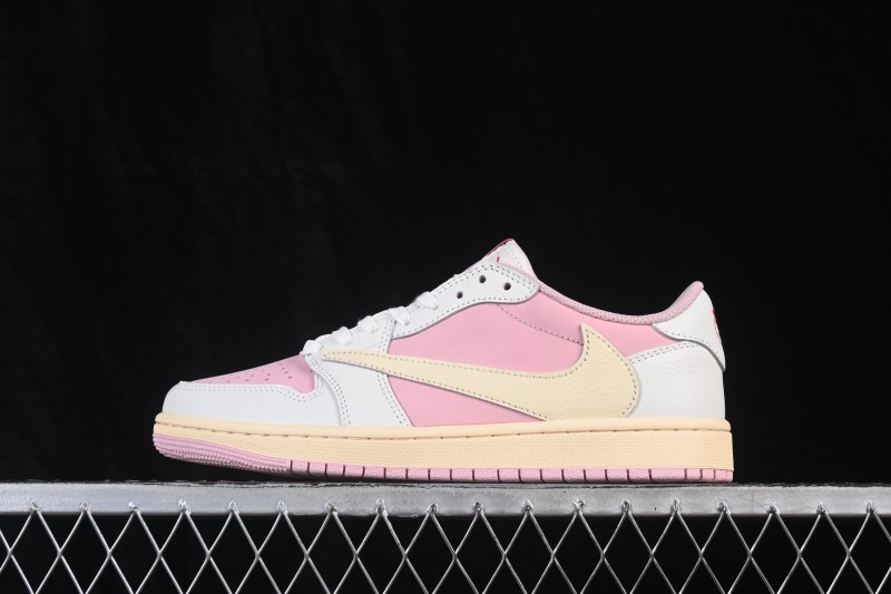 Nike Travis Scott x Air Jordan 1 Low OG Retro Sneakers with Reverse Swoosh Design - DM7866-600