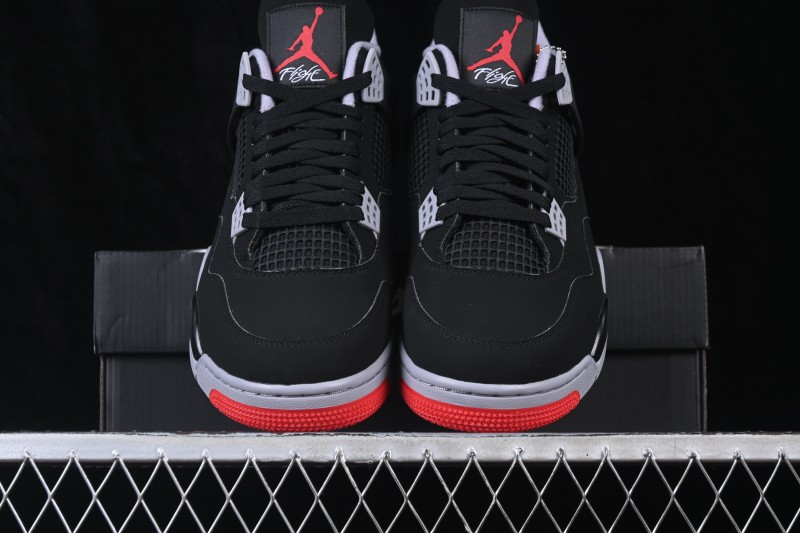 Nike Air Jordan 4 Retro "Bred" Running Shoes with Original Last and Premium Materials - IX8180-001