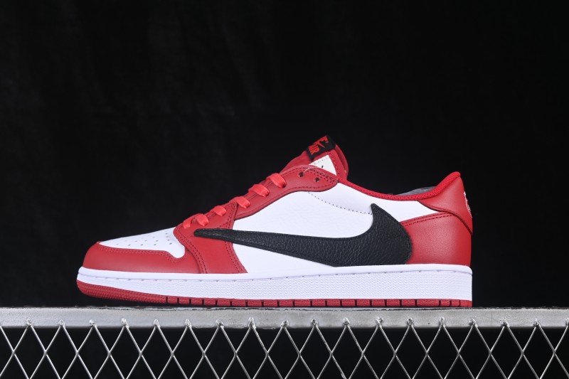 Nike Travis Scott x Air Jordan 1 Low OG Retro Basketball Sneakers with Reverse Swoosh Design - DM7866-101