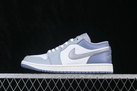 Nike Air Jordan 1 Low Retro Basketball Shoes with Classic White and Light Blue Colorway - IX5003-101
