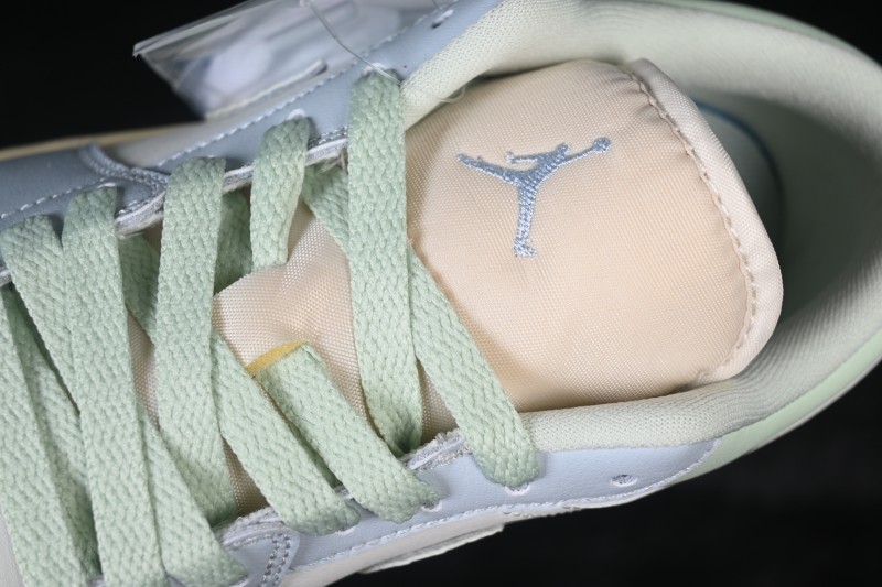 Nike Air Jordan 1 Low Retro Lifestyle Basketball Shoes with Light Blue Color Blocking - DC0774-108