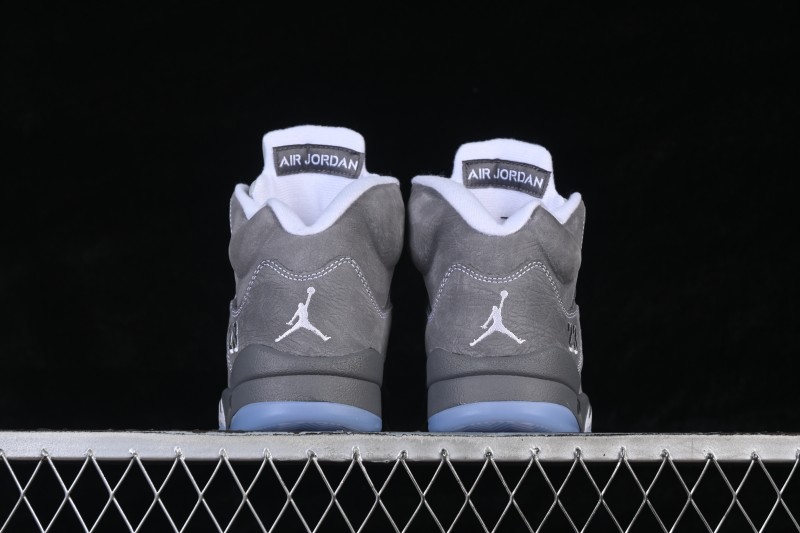 Nike Air Jordan 5 Retro Wolf Grey High-Top Basketball Shoes with Premium Leather Upper and Visible Air Cushioning - DD0587-002