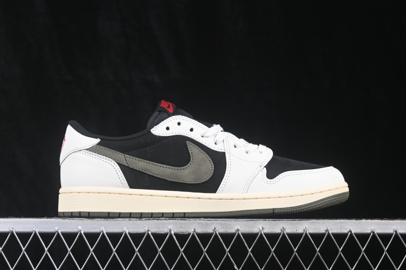 Nike Travis Scott x Air Jordan 1 Low OG Sneakers with Reverse Swoosh Design - DZ4137-106
