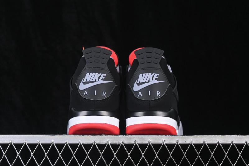 Nike Air Jordan 4 Retro Running Shoes with Premium Leather Upper and Classic Black-Red Colorway - IX8180-001