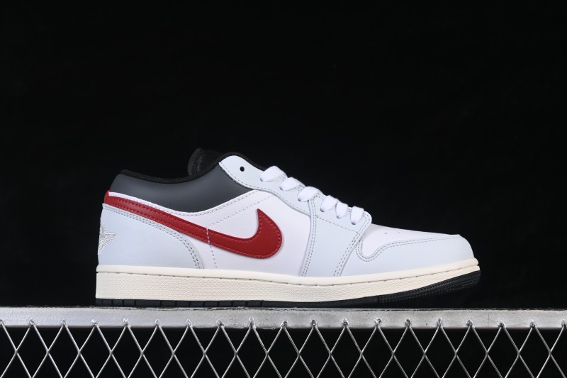Nike Air Jordan 1 Low Retro Basketball Shoes in White and Red - 553558-081