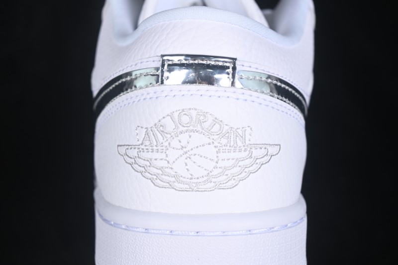 Nike Air Jordan 1 Low Retro Basketball Shoes with Silver Swoosh - IQ9381-100